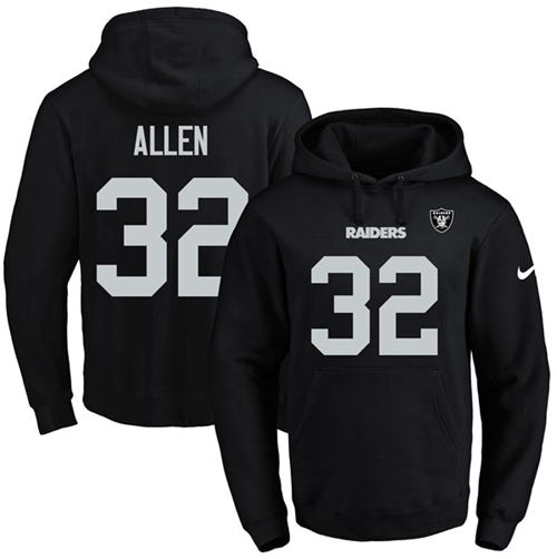 Nike Raiders #32 Marcus Allen Black Name & Number Pullover NFL Hoodie - Click Image to Close